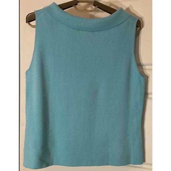 Sandra King Bluse Sleeveless Collared w/Bow Shell Petite L - Picture 2 of 5